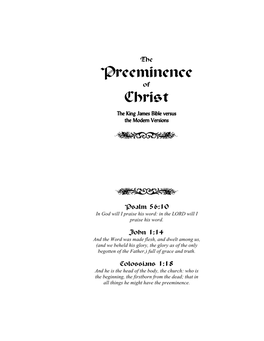 Preeminence of Christ 03-12-06.Pub