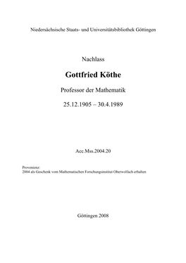 Köthe, Gottfried an Edwin J