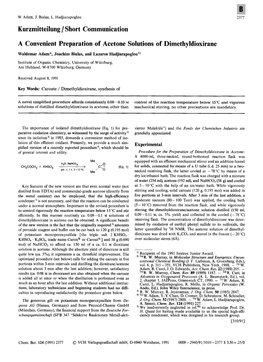 A Convenient Preparation of Acetone Solutions of Dimethyldioxirane