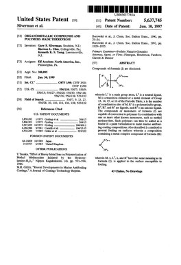 United States Patent (19) 11 Patent Number: 5,637,745 Silverman Et Al