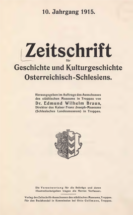 Zeitschrift Für Geschichte Und Kulturgeschichte Österreichisch - Schlesiens