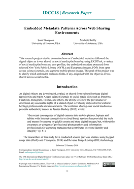 Embedded Metadata Patterns Across Web Sharing Environments