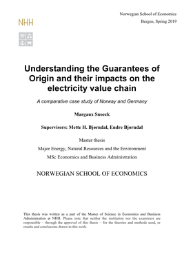 Understanding the Guarantees of Origin and Their Impacts on the Electricity Value Chain