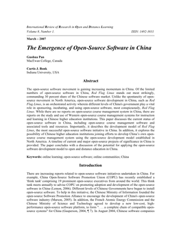 The Emergence of Open-Source Software in China