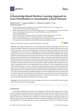 A Knowledge-Based Machine Learning Approach to Gene Prioritisation in Amyotrophic Lateral Sclerosis