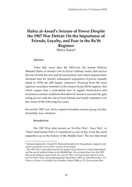 Hafez Al-Assad's Seizure of Power Despite the 1967