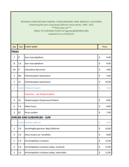 A Plant and Seed Sales List for The