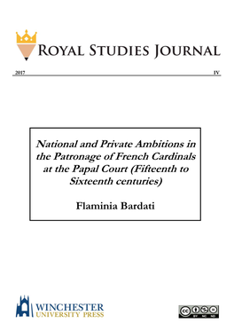 National and Private Ambitions in the Patronage of French Cardinals at the Papal Court (Fifteenth to Sixteenth Centuries)