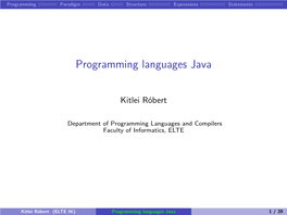 Programming Languages Java