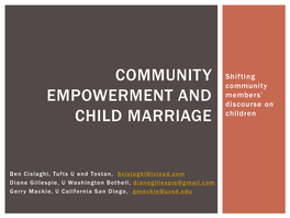 Community Empowerment and Child Marriage