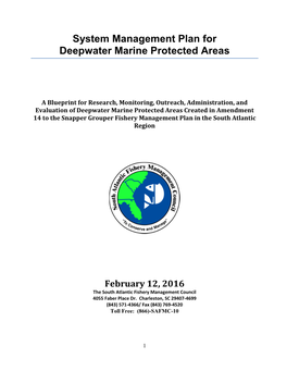 System Management Plan for Deepwater Marine Protected Areas