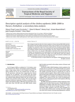 2009 in Harare, Zimbabwe: a Secondary Data Analysis