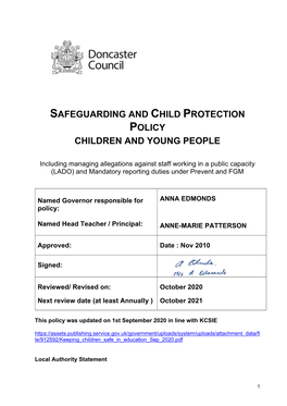 Safeguarding and Child Protection Policy Children and Young People