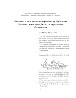 Shadows: a New Means of Representing Documents Shadows: Uma Nova Forma De Representar Documentos