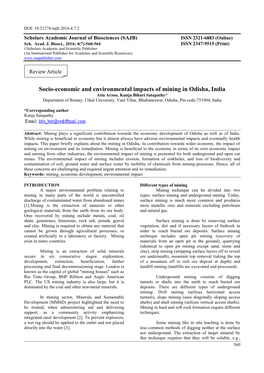 Socio-Economic and Environmental Impacts of Mining in Odisha, India