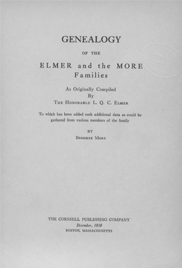 Genealogy of the Elmer and the More Families