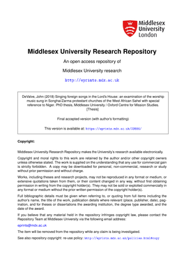 Middlesex University Research Repository an Open Access Repository Of