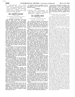 CONGRESSIONAL RECORD— Extensions of Remarks E460 HON