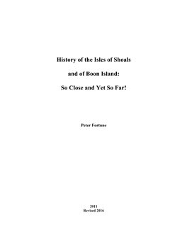 History of the Isles of Shoals and of Boon Island