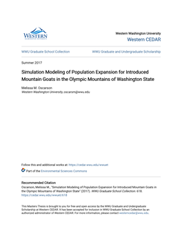 Simulation Modeling of Population Expansion for Introduced Mountain Goats in the Olympic Mountains of Washington State