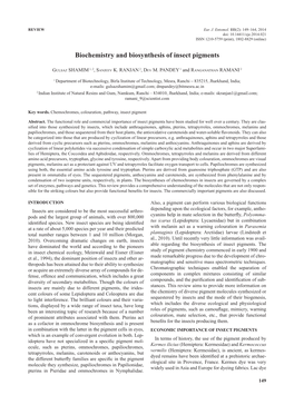 Biochemistry and Biosynthesis of Insect Pigments