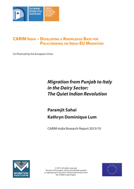 Migration from Punjab to Italy in the Dairy Sector: the Quiet Indian Revolution