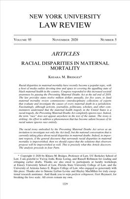 Racial Disparities in Maternal Mortality