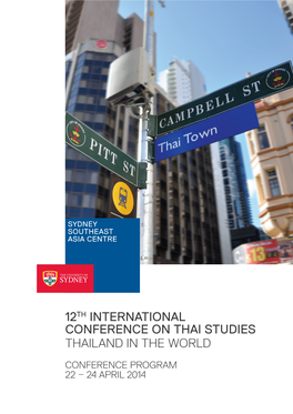 12Th International Conference on Thai Studies Thailand in the World