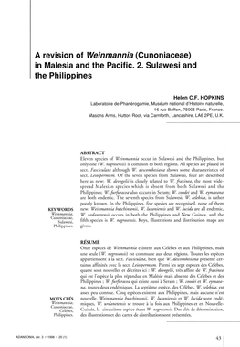 A Revision of Weinmannia (Cunoniaceae) in Malesia and the Pacific