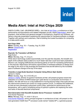 Intel at Hot Chips 2020