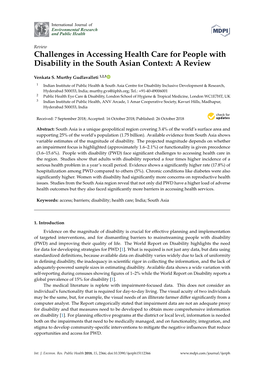 Challenges in Accessing Health Care for People with Disability in the South Asian Context: a Review