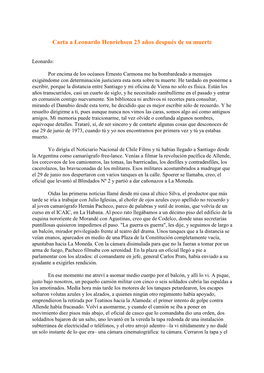 Carta Póstuma a Leonardo Henrichsen... 23 Años Después