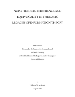 Noisy Fields: Interference and Equivocality in the Sonic Legacies of Information Theory