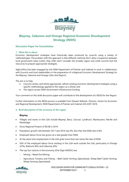 Blayney, Cabonne and Orange Regional Economic Development Strategy (REDS)