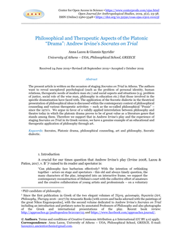 Philosophical and Therapeutic Aspects of the Platonic “Drama”: Andrew Irvine’S Socrates on Trial