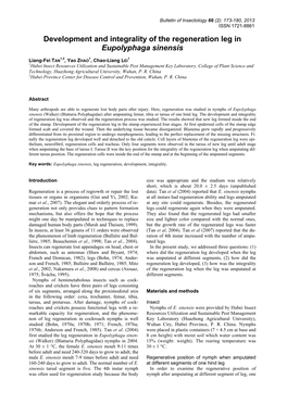 Development and Integrality of the Regeneration Leg in Eupolyphaga Sinensis