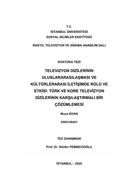 Türk Ve Kore Televizyon Dizilerinin Karşilaştirmali Bir Çözümlemesi