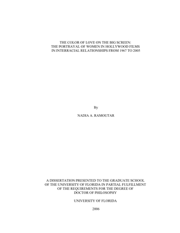 The Portrayal of Women in Hollywood Films in Interracial Relationships from 1967 to 2005