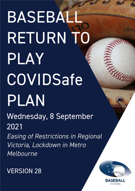 Baseball Victoria Return to Activity/Play Covidsafe Plan