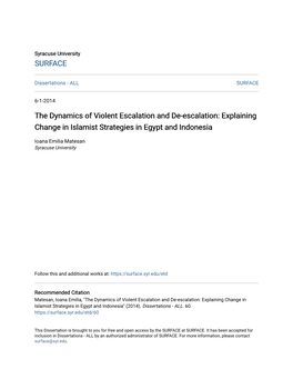 The Dynamics of Violent Escalation and De-Escalation: Explaining Change in Islamist Strategies in Egypt and Indonesia