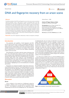 DNA and Fingerprint Recovery from an Arson Scene