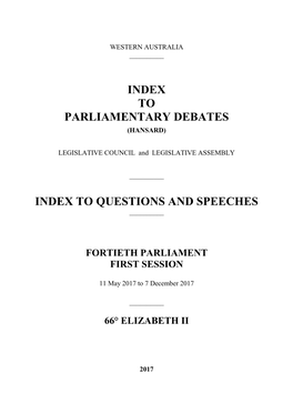 Index to Questions and Speeches 2017.Pdf