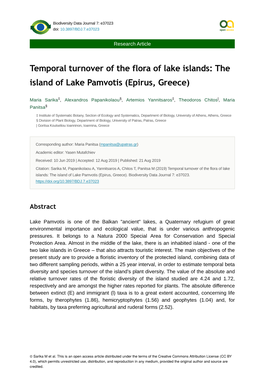 Temporal Turnover of the Flora of Lake Islands: the Island of Lake Pamvotis (Epirus, Greece)