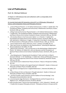 List of Publications