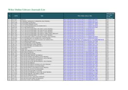 Wiley Online Library Journals List