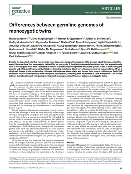 Differences Between Germline Genomes of Monozygotic Twins