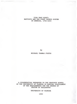 Ties That Bind? : Baptists and the First Church System in America, 1784-1830