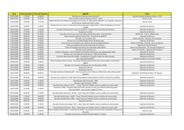 Data Hora De Inínio Hora De Término Agenda Local