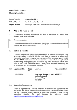 Blaby District Council Planning Committee Date of Meeting 8