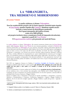 La 'Ndrangheta, Tra Medioevo E Modernismo